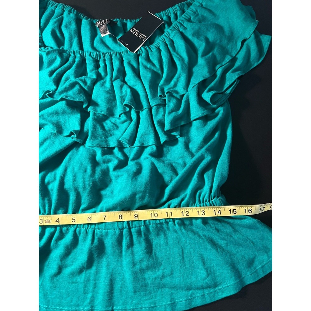 $115 NWT Ralph Lauren Women's Green Peplum Jersey  Off-the-Shoulder Top Size L - Picture 9 of 9